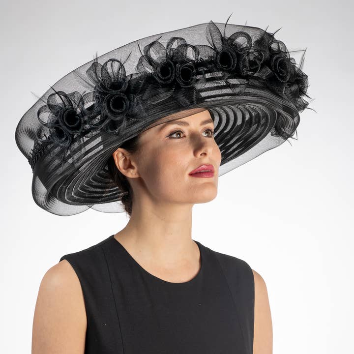 Crin Bow Decor Upturned Fashion Poly Hat | 301909 for wholesale by KaKyCo