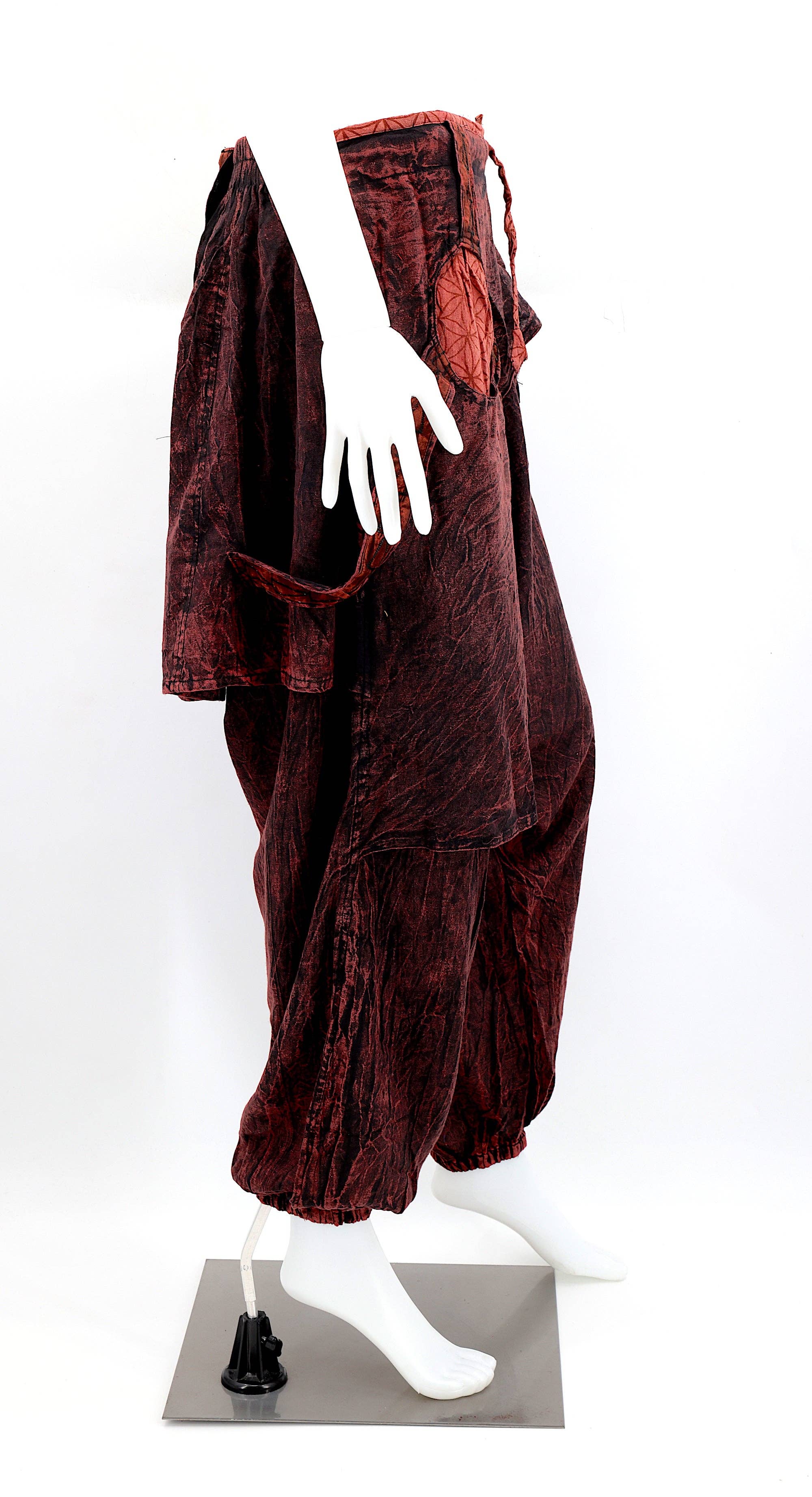 Himalaya Handmade – wholesale Byxor - Dam – Handgjorda bohemiska hippie haremsbyxor i bomull med blekt färgmönster Flower of Life24