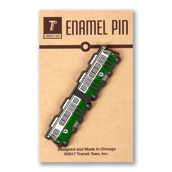Boston "T" Line Enamel Pin - Green Line for wholesale by Transit Tees