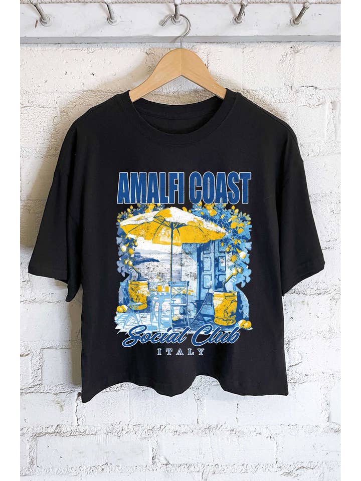 Rustee Clothing - Wholesale Screen Printed T-Shirt - Women's - AMALFI COAST ITALY GRAPHIC LONG CROP TOP