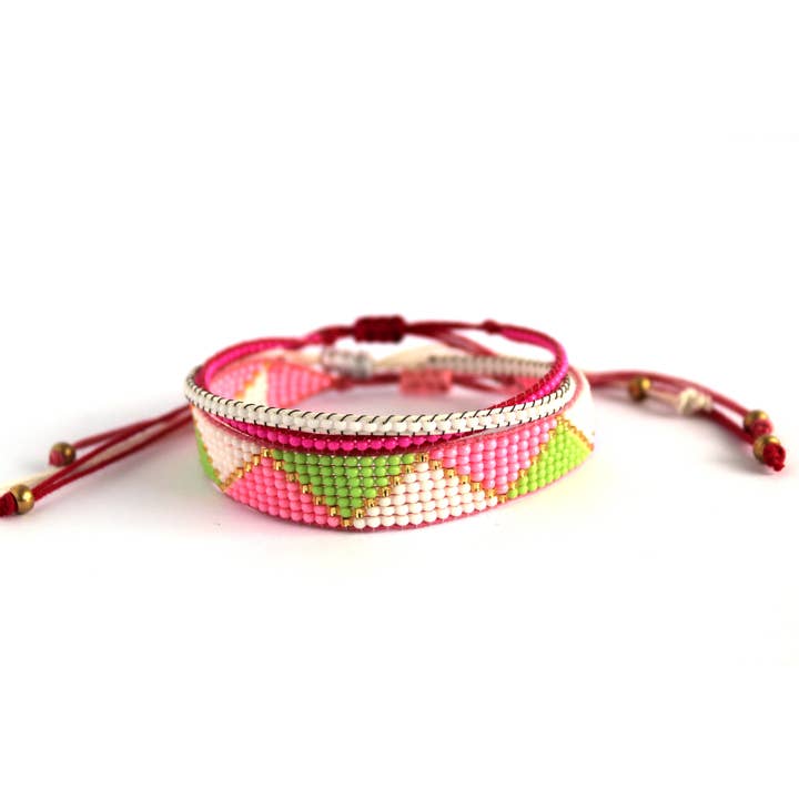 Sol Jewels - Wholesale Jewelry Set - Urban Surfer Girl bracelet Boho pink 3pack1