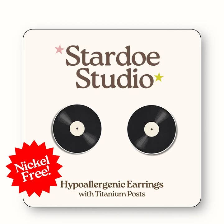 Vinyl Record Earrings for wholesale by Stardoe Studio