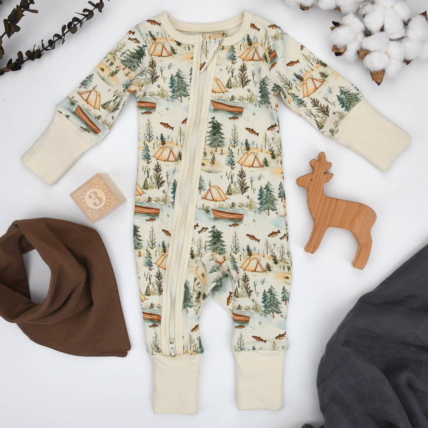Earthy - Wholesale Sleepsuit - Baby - Organic Cotton Baby Pajamas 2-Way Zip Front Zipper Sleeper, Everett0