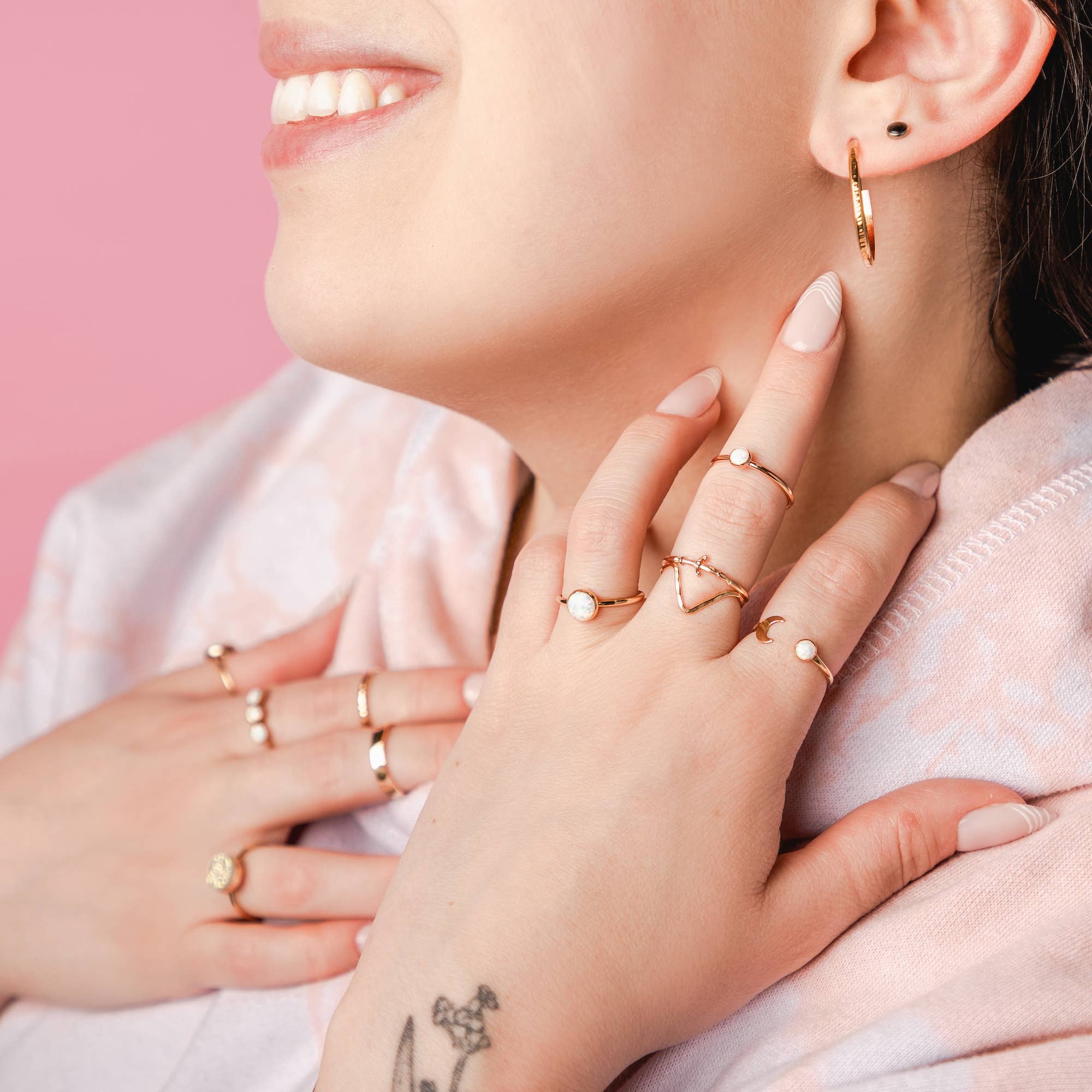 Mineral and Matter - Vendita all'ingrosso Anelli con pietra singola/solitario - Anello Luna Opal Fasi Lunari Fasi Lunari Anello a luna crescente2