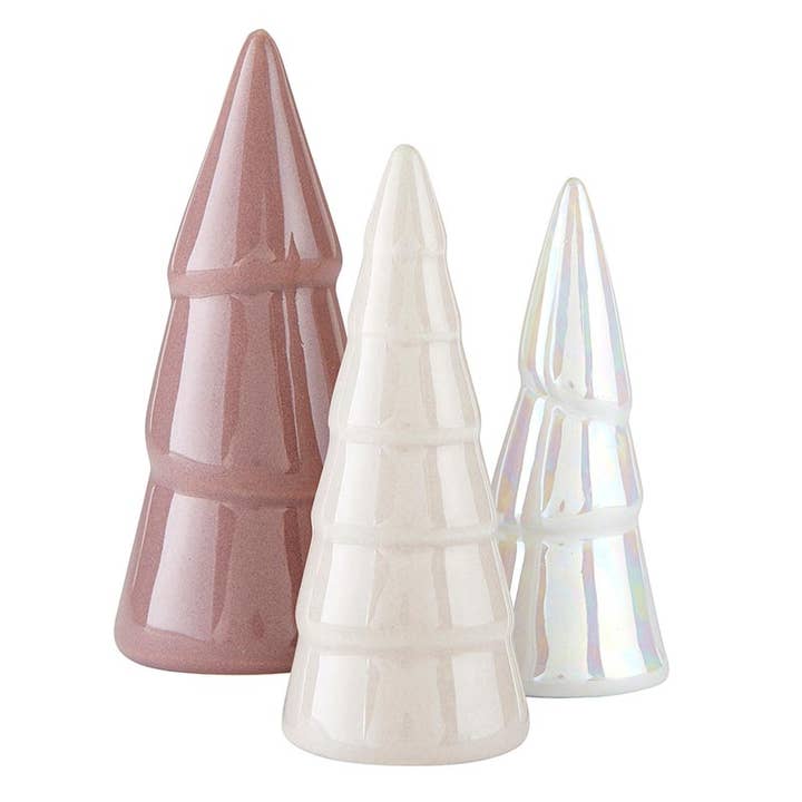 Santa Barbara Design Studio by Creative Brands - Wholesale Christmas Decoration - Holiday Ceramic Tree Set - Blush - Set of 3