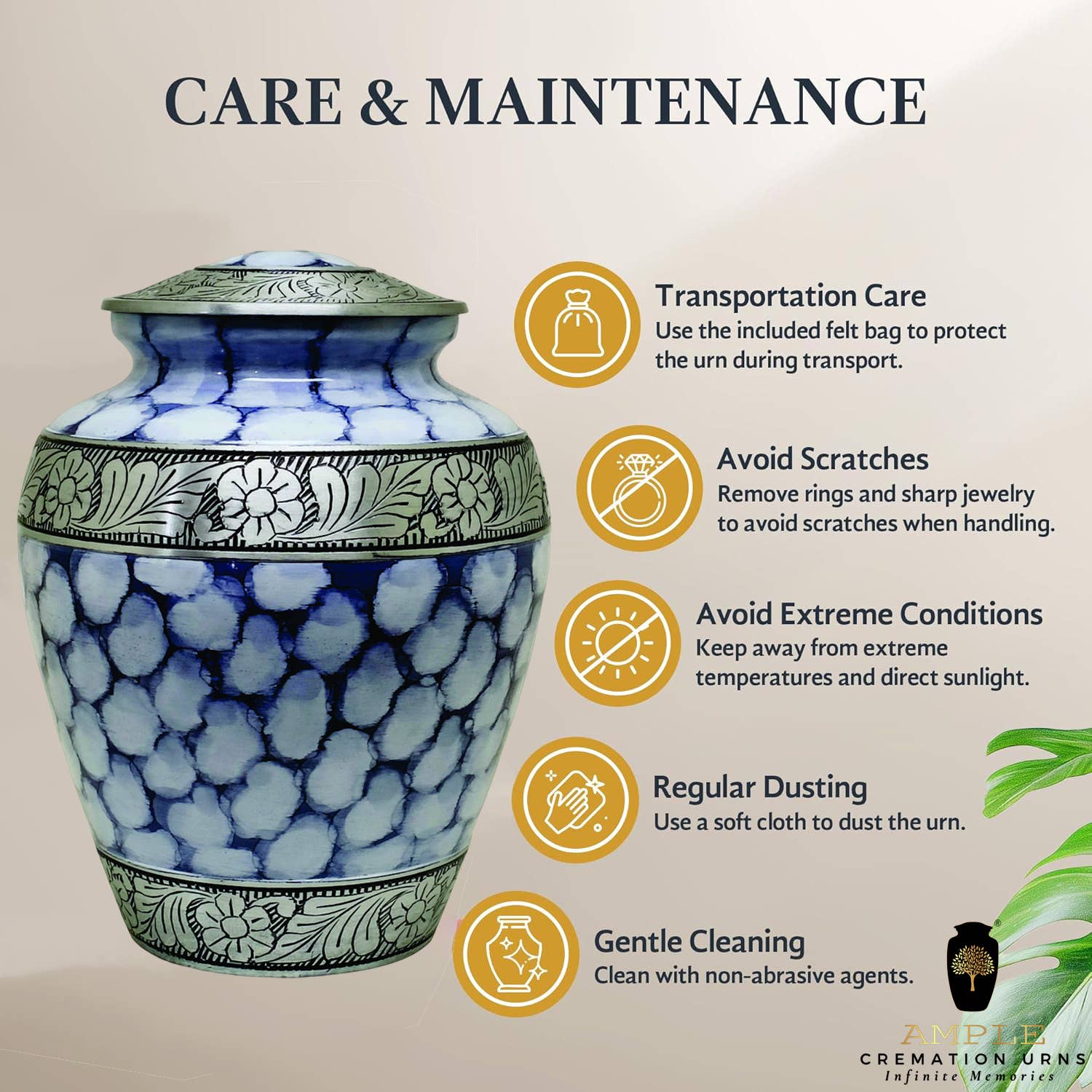 Ample Cremation Urns - Wholesale Urn - Beautiful Cremation Urn with Threaded Lid4