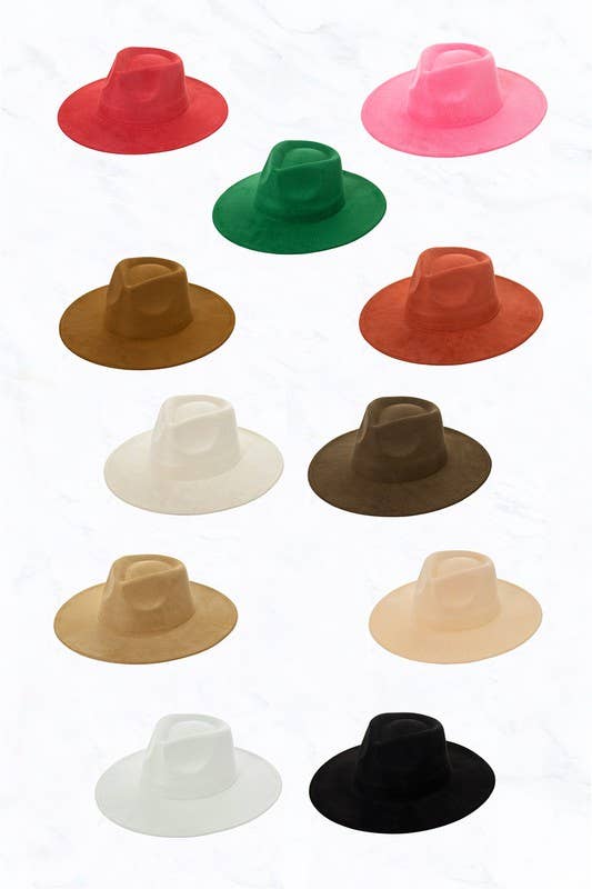 Suzie Q USA - Vendita all'ingrosso Fedora - Donna - Cappello Fedora in Camoscio con Ampie Tese e Corona a Goccia14