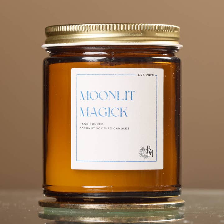 Moonlit Magick Coconut Soy Candle for wholesale by Black Moon Co.