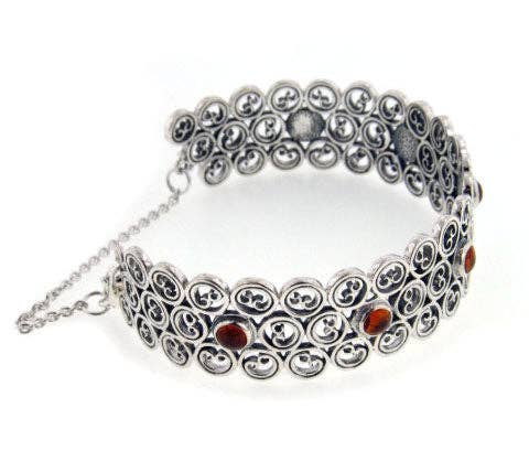 Silver Insanity – Großhandel Manschettenarmband – Gewirbeltes Armband aus Sterlingsilber, 7" Armreif mit Edelsteinen0