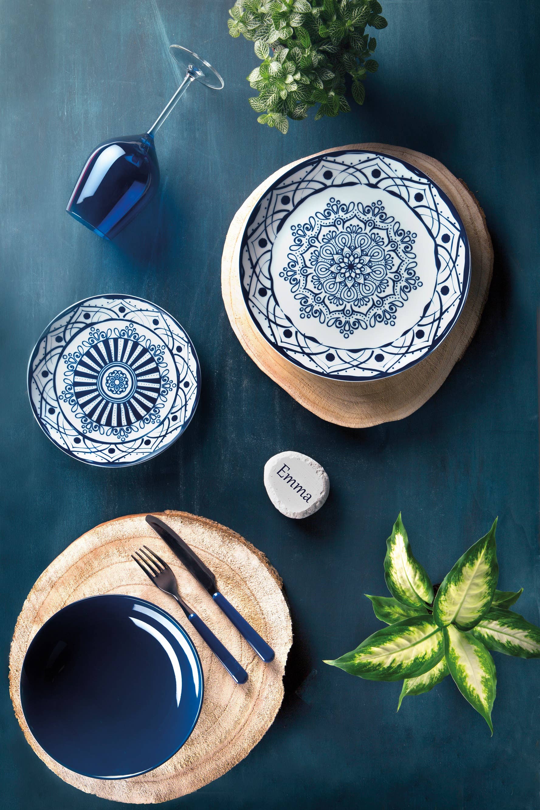 multicolour 18-Piece Dinnerware Set Boheme Blue for wholesale on Faire3