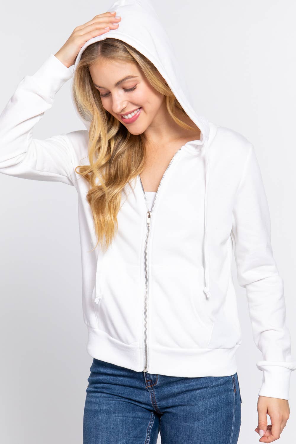 Active Basic | Active USA - Vendita all'ingrosso Felpa con cappuccio - Donna - Felpa con cappuccio e zip in French Terry con interno in pile spazzolato6