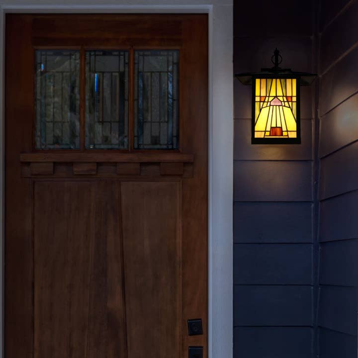 River of Goods - Wholesale Outdoor/Lawn Light - 11.75"H Bryce Amber Stained Glass Outdoor Light Fixture