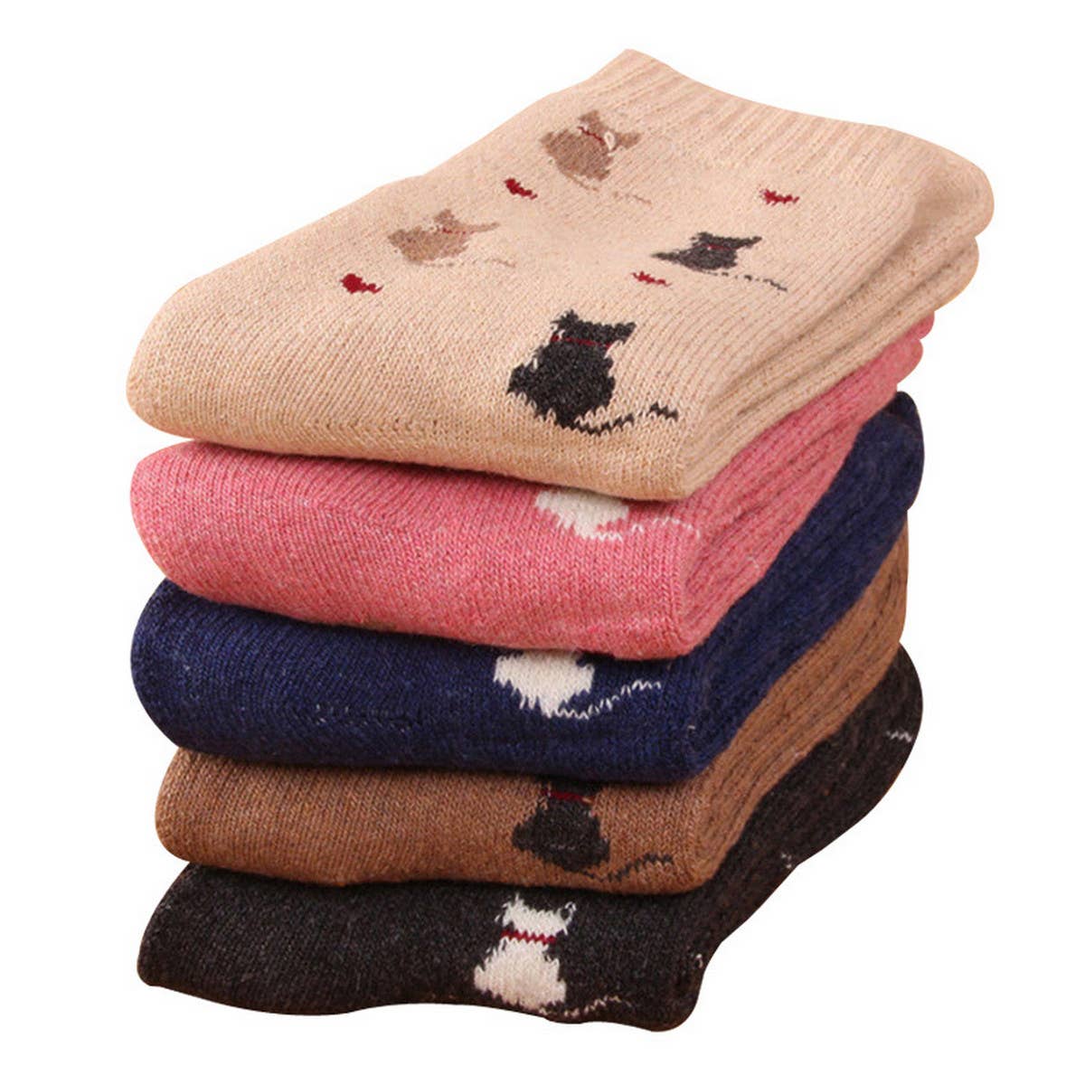 ACCITY - Wholesale Socks - Unisex - 2024 NEW LOVE DEER RABBIT 5 PAIRS SOCKS_CWMS070015