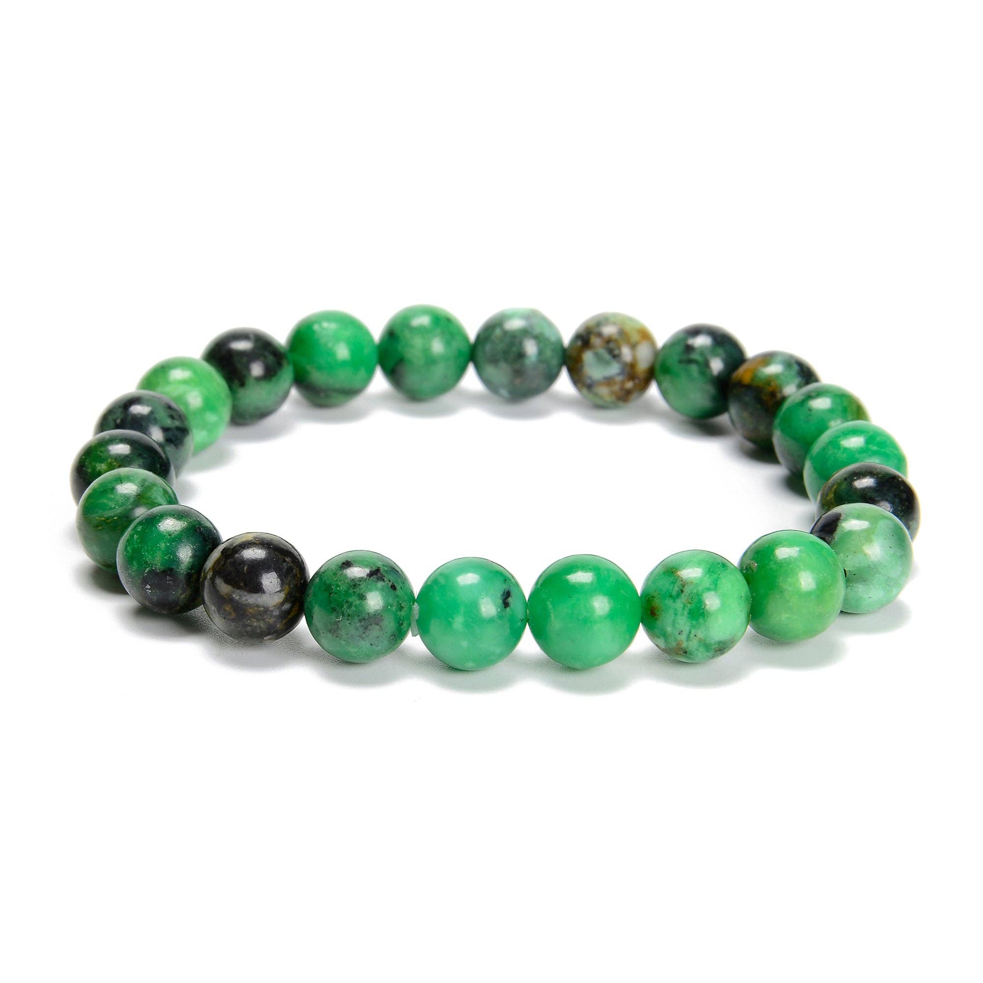 CRCBEADS - Wholesale Beaded Bracelet - Narutal Variscite Smooth Round Beaded Bracelet Size 8mm 7.5'' Length Sold by Piece0