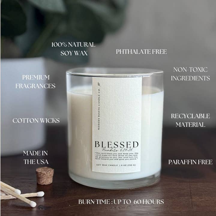 Modern Roots Candle Co. - Wholesale Jar/Filled Candle - Blessed | Black Berries & Vanilla | 9oz. Soy Candle