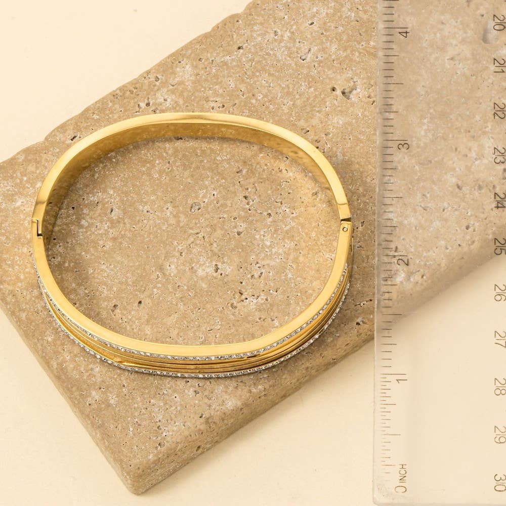 Anarchy Street - Wholesale Bangle Bracelet - Stainless Steel Pave Trim Bangle Bracelet2