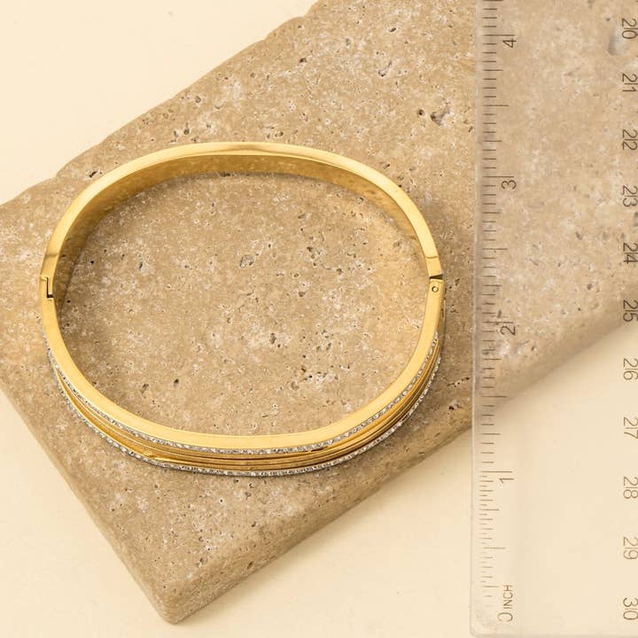 Anarchy Street - Wholesale Bangle Bracelet - Stainless Steel Pave Trim Bangle Bracelet2