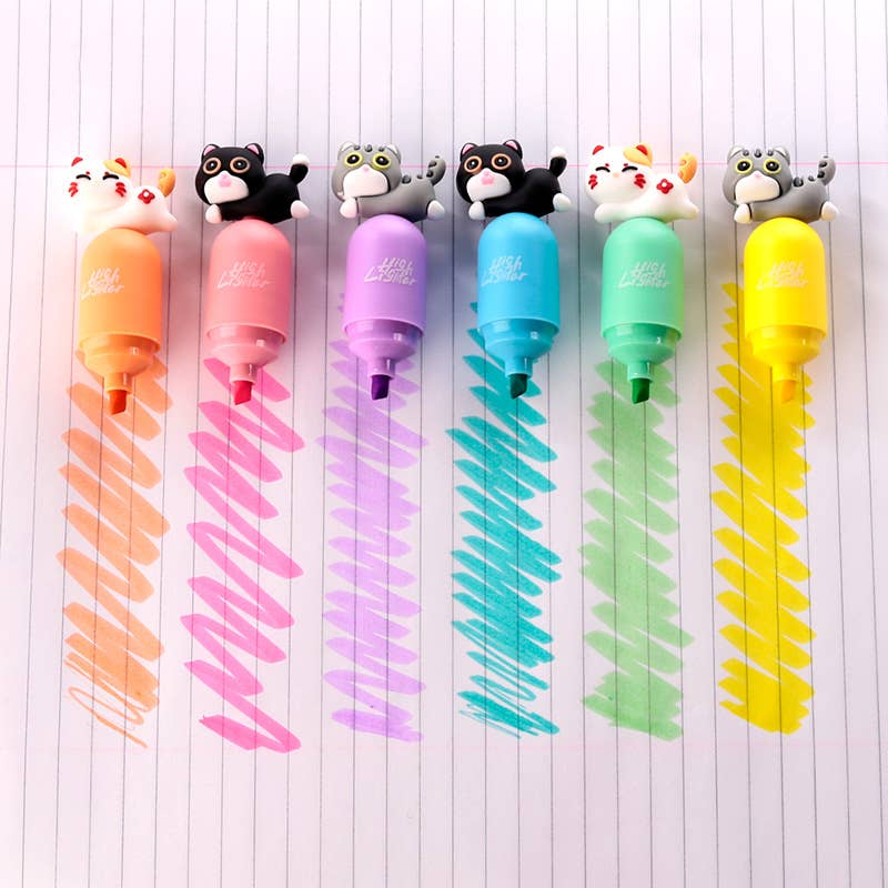 Puckator EU - Vente Stylos - Stylo surligneur Cute Cat avec bouchon2
