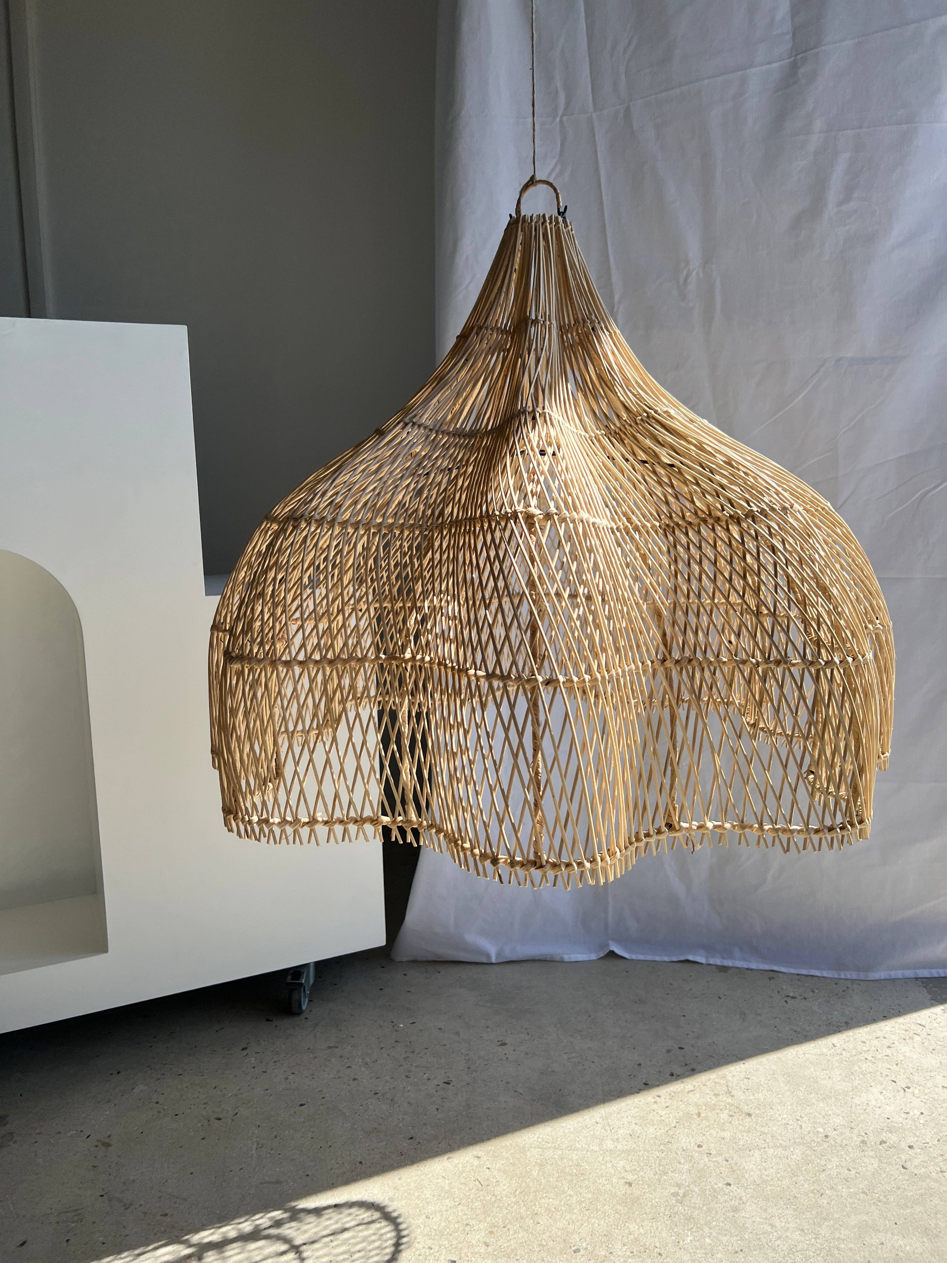 Office Objets - Wholesale Chandelier/Hanging Light - Pendant light, flower-shaped rattan fixture, tulip, corolla H:80cm D80cm38