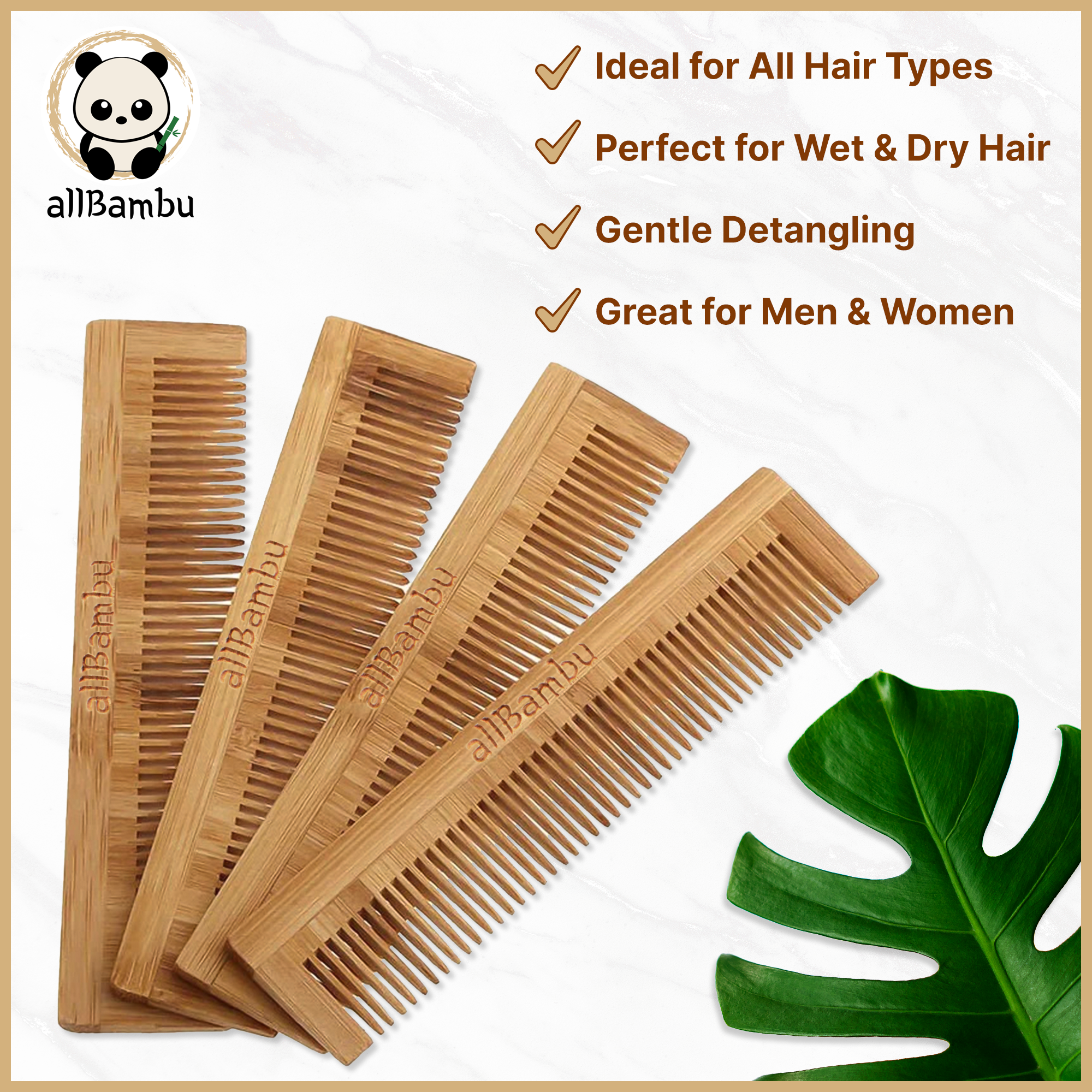 allBambu Inc - Wholesale Hair Brush/Comb - Bamboo Hair Care Products - Hairbrush, Comb, Wide Tooth Comb7