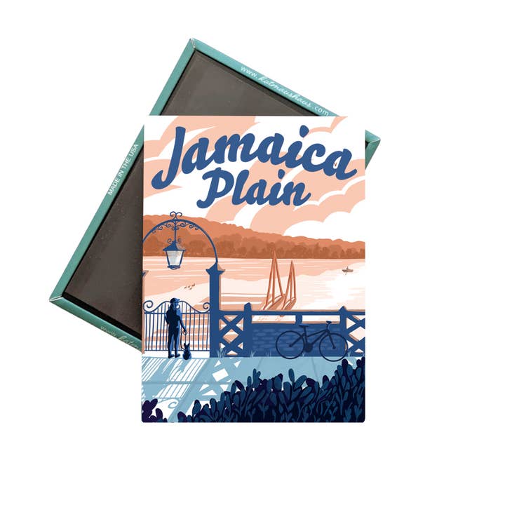 Jamaica Plain, MA Magnet for wholesale by Kat Maus Haus Illustration