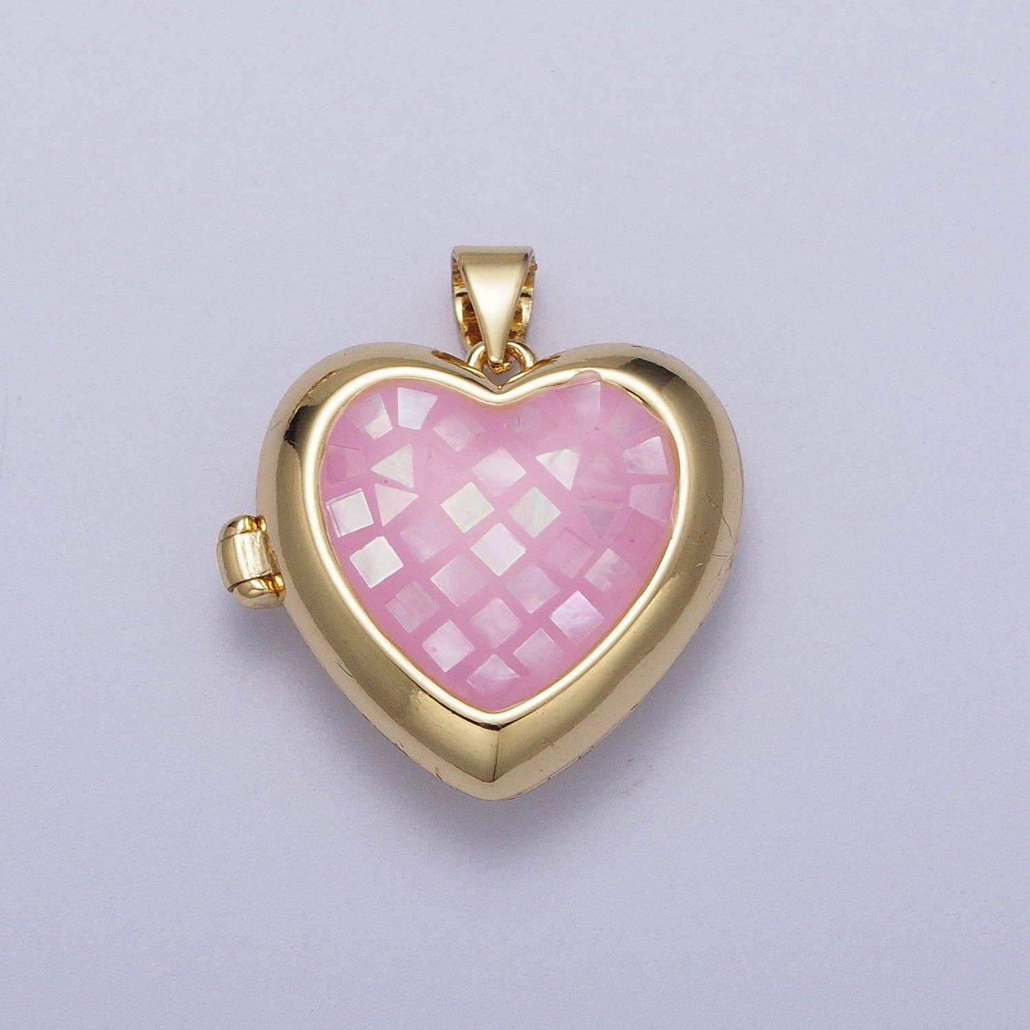 Simply Jewels - Wholesale Individual Charm/Pendant - Chunky Opal Locket Heart CHARM-00004