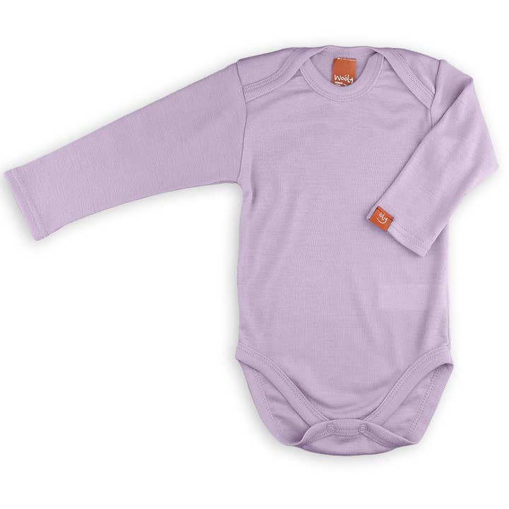 Wooly Thermal Baby Bodysuit 100% Soft Merino Wool Lilac for wholesale by Wooly by Somerino