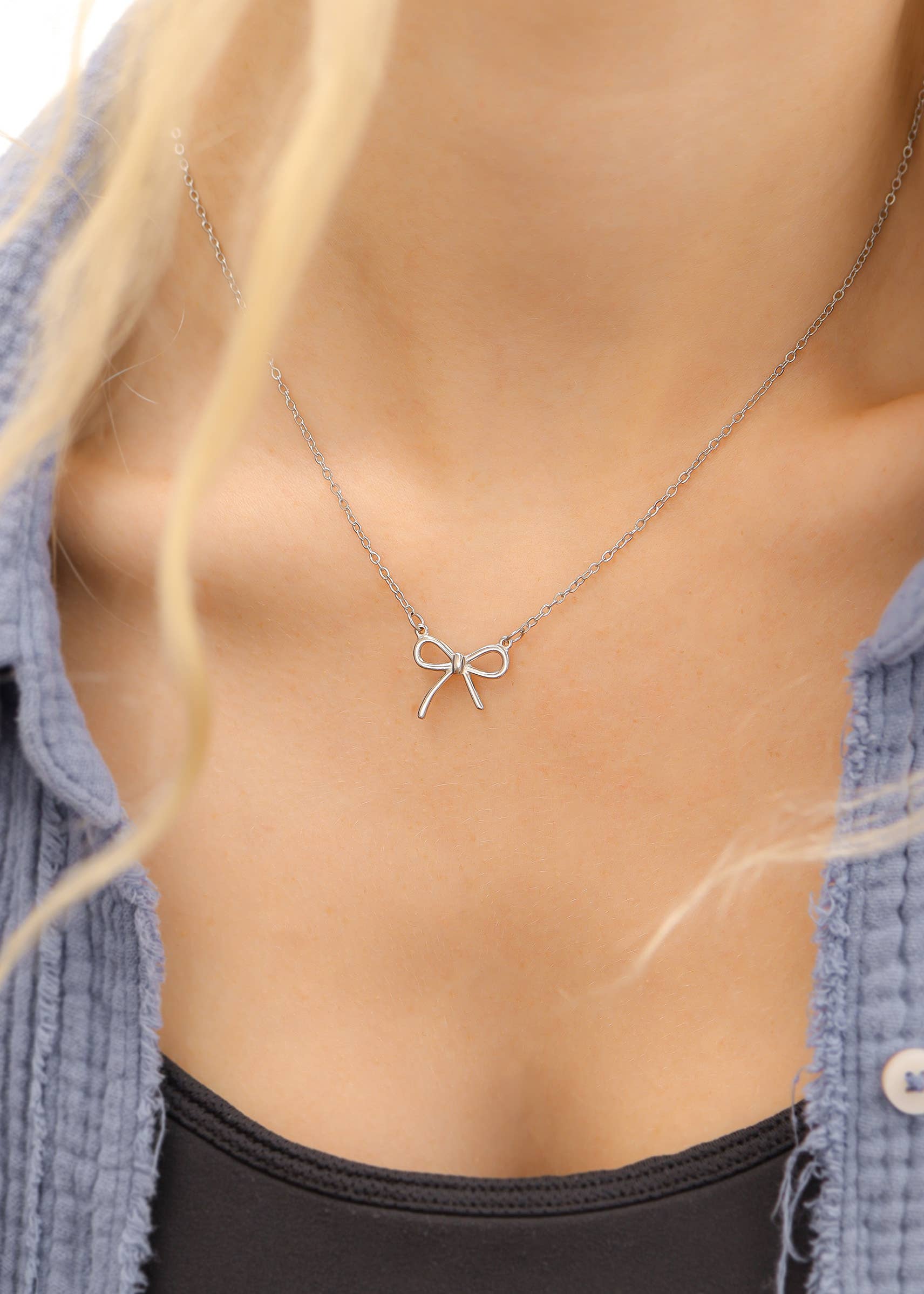 WJW - Vendita all'ingrosso Ciondolo/pendente - Charm a forma di fiocco in acciaio inox con rivestimento PVD oro 18K6