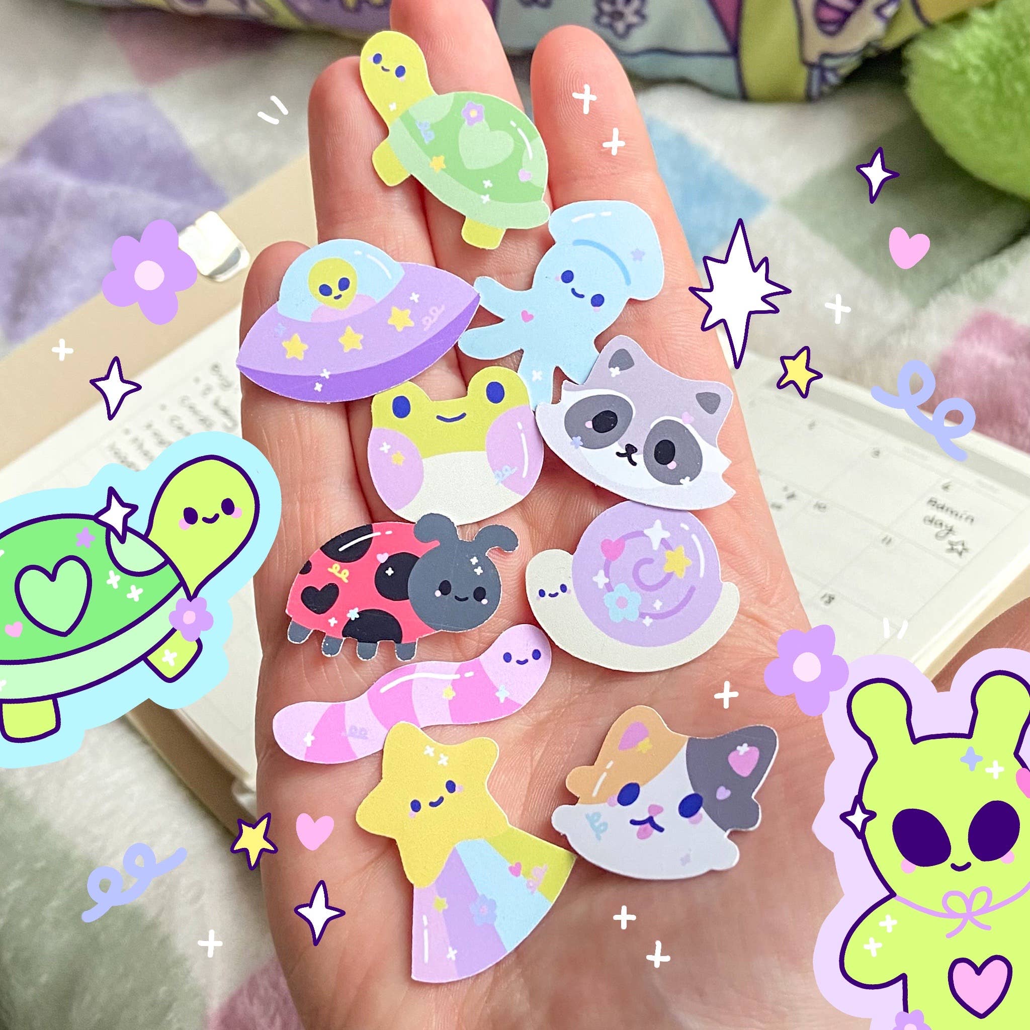 Sun Puff Studios – wholesale Sticker – Froggy Sticker Flakes1