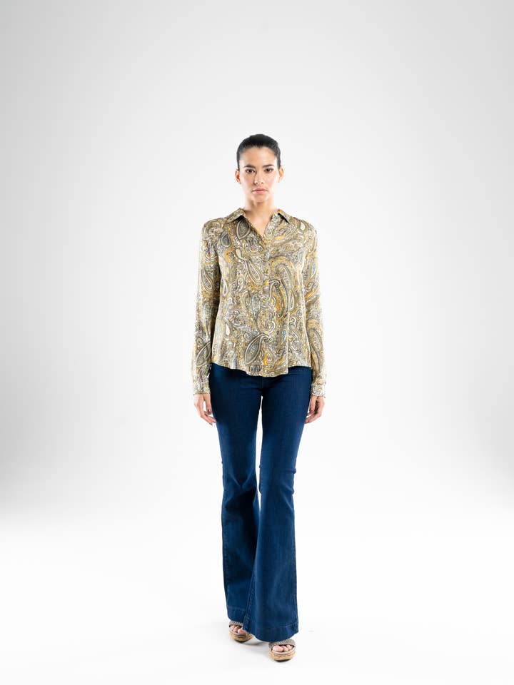 Grundlæggende gul mønstret skjorte for engroshandel hos EUTHEA’