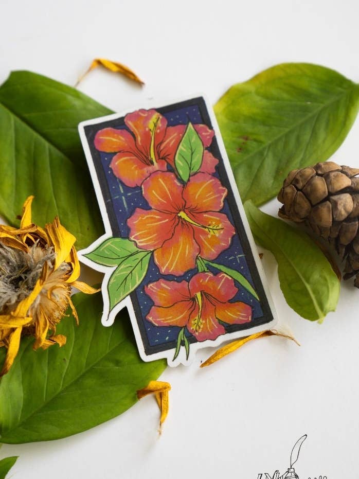Hibiscus sticker voor wholesale door Ink & Wildflower