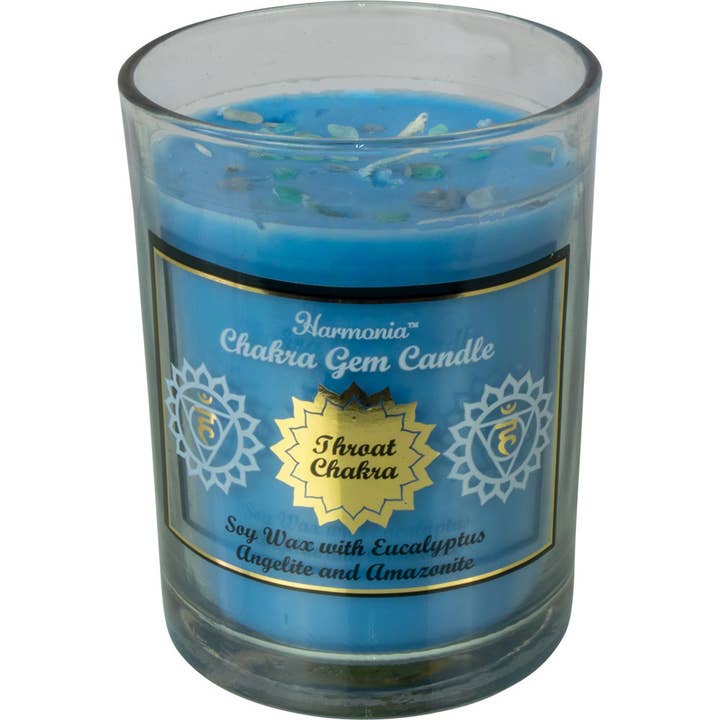 Kheops International - Wholesale Jar/Filled Candle - Harmonia Soy Gem Candle - Throat Chakra - Angelite