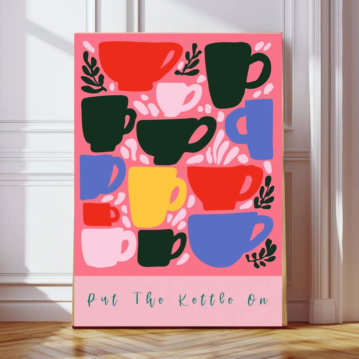 Put The Kettle On Tea Kitchen Art Print for wholesale by Kumo Art Prints