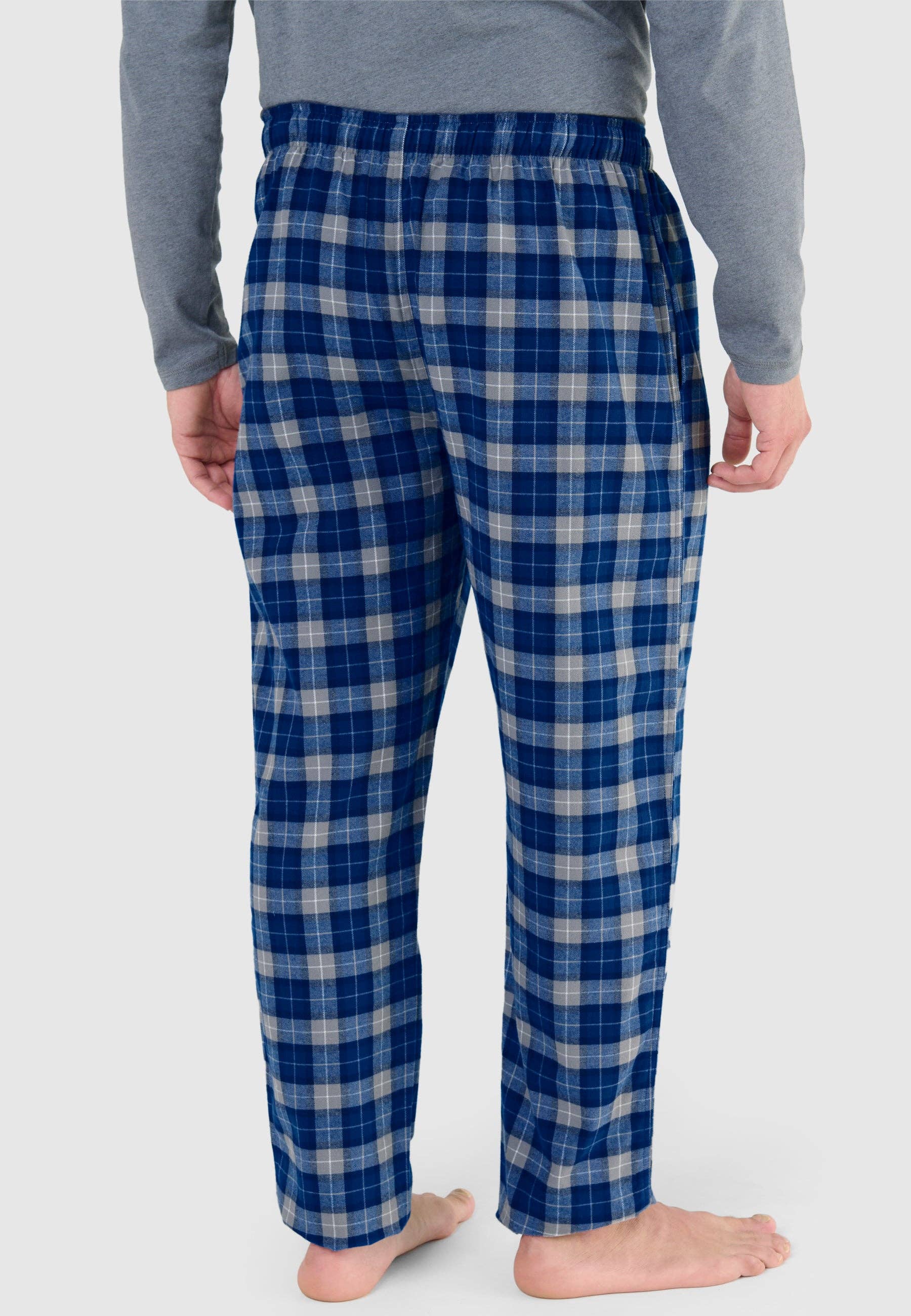 Blå Premium lange flannel ternede pyjamasbukser - blå 8899 for engroshandel på Faire2