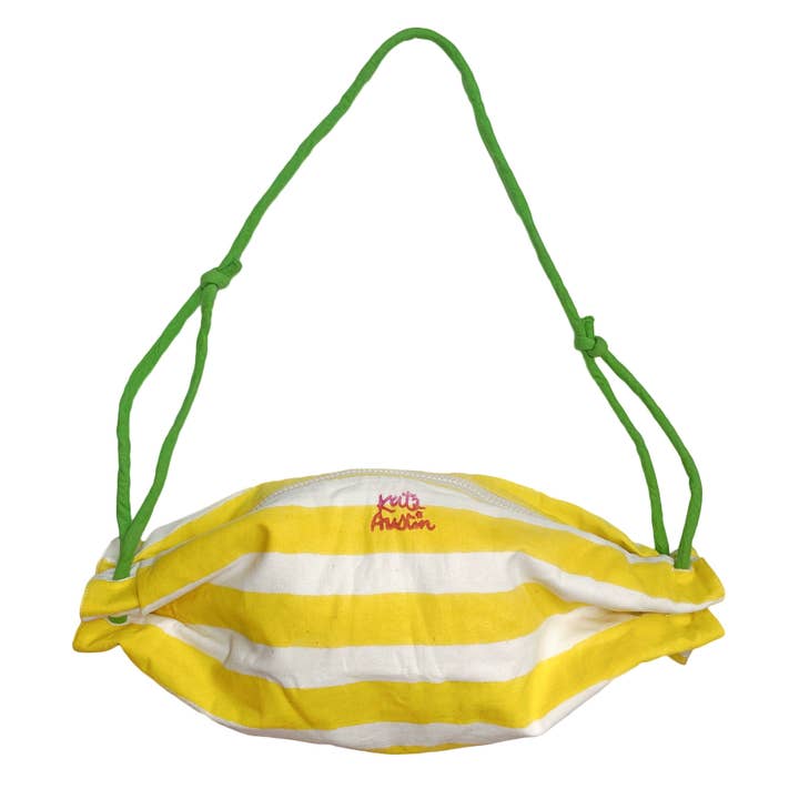 Bonbon Bag in Yellow White Wide Stripe for wholesale by kate austin designs