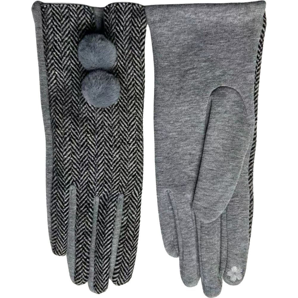 Alba Wholesale – Großhandel Handschuhe – Damen – Alba Wholesale Fäustlinge mit Fischgrätmuster und Pompon0