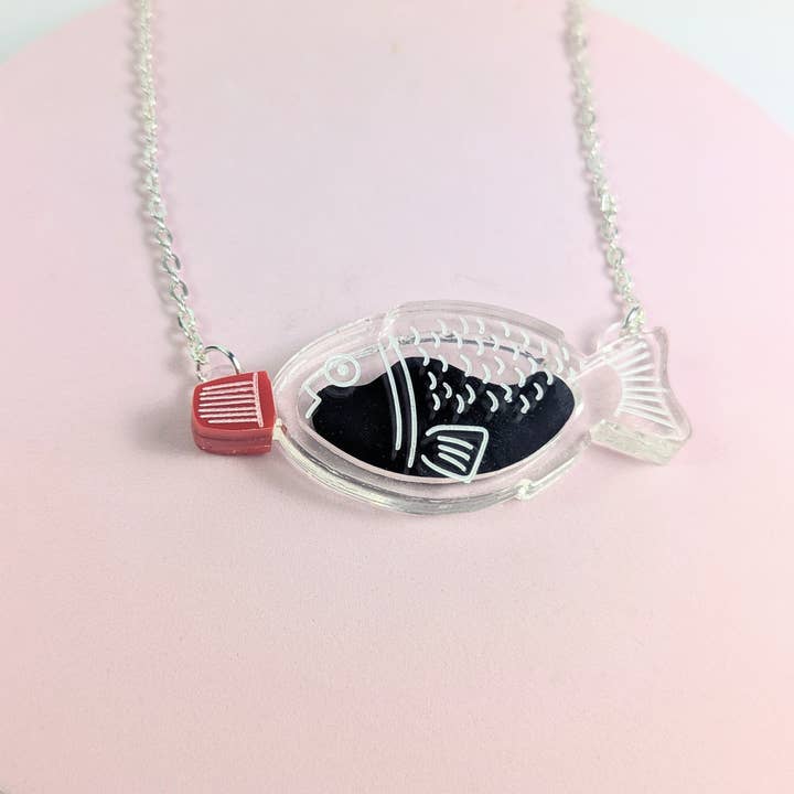 Chikai Shop – wholesale Pendant/charm necklace – Soy Sauce fish container necklace Japanese lover acrylic6