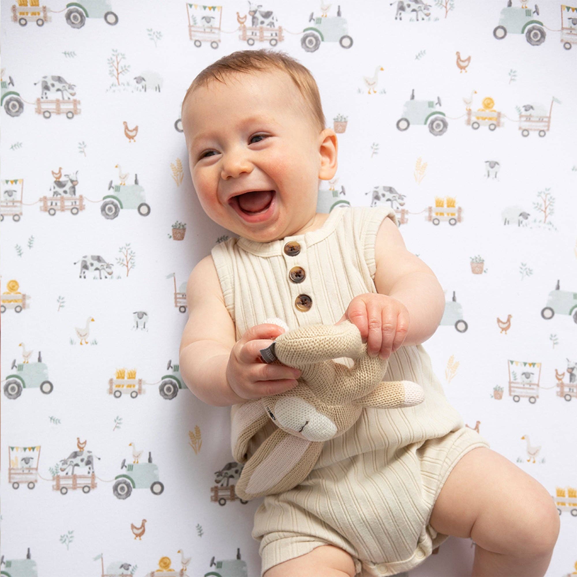 Living Textiles - Wholesale Fitted sheet – Child & baby - 2 Pack Cot Fitted Sheets - Tractor Ride3