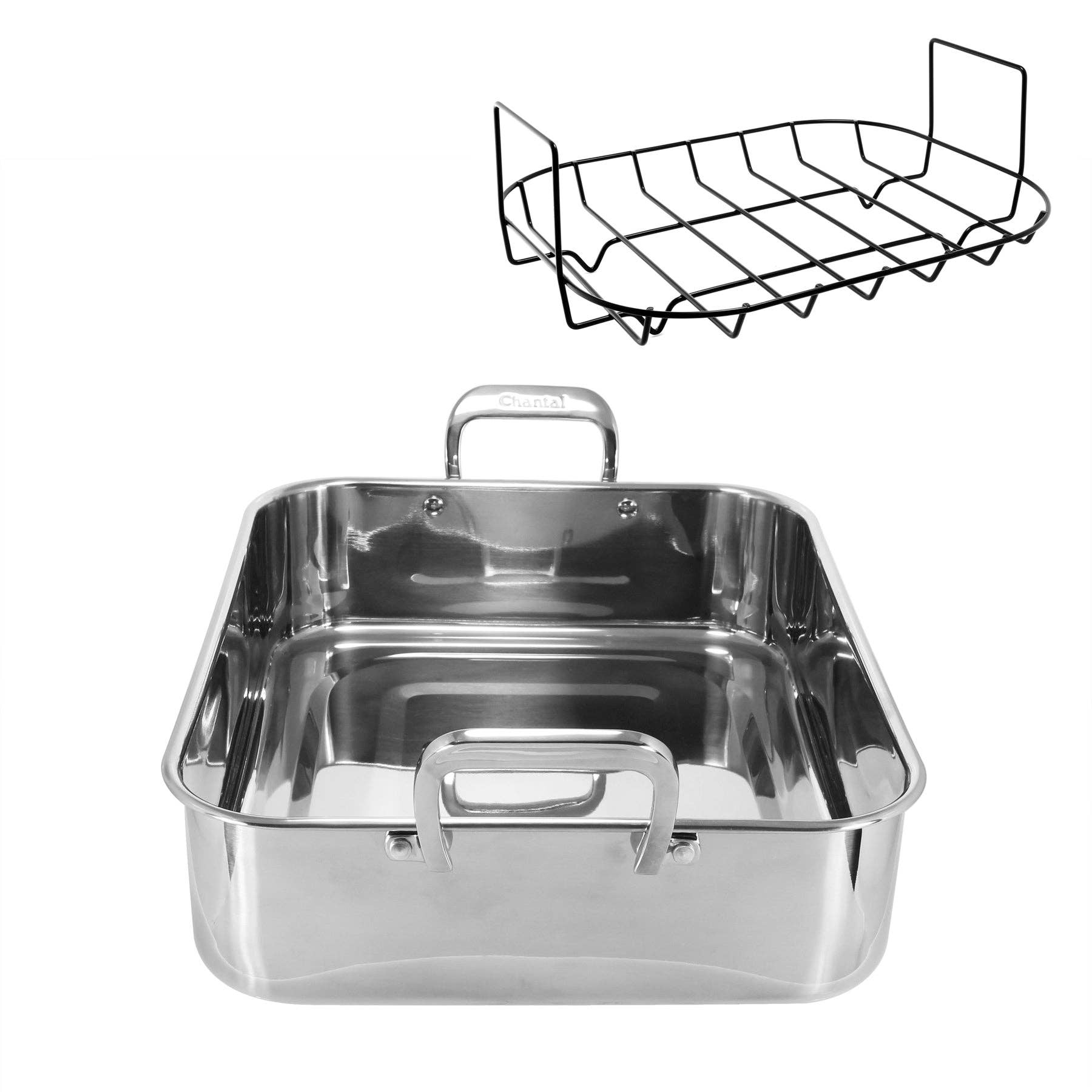 Chantal Cookware - Wholesale Roaster - Stainless Steel Roaster with Nonstick Rack1