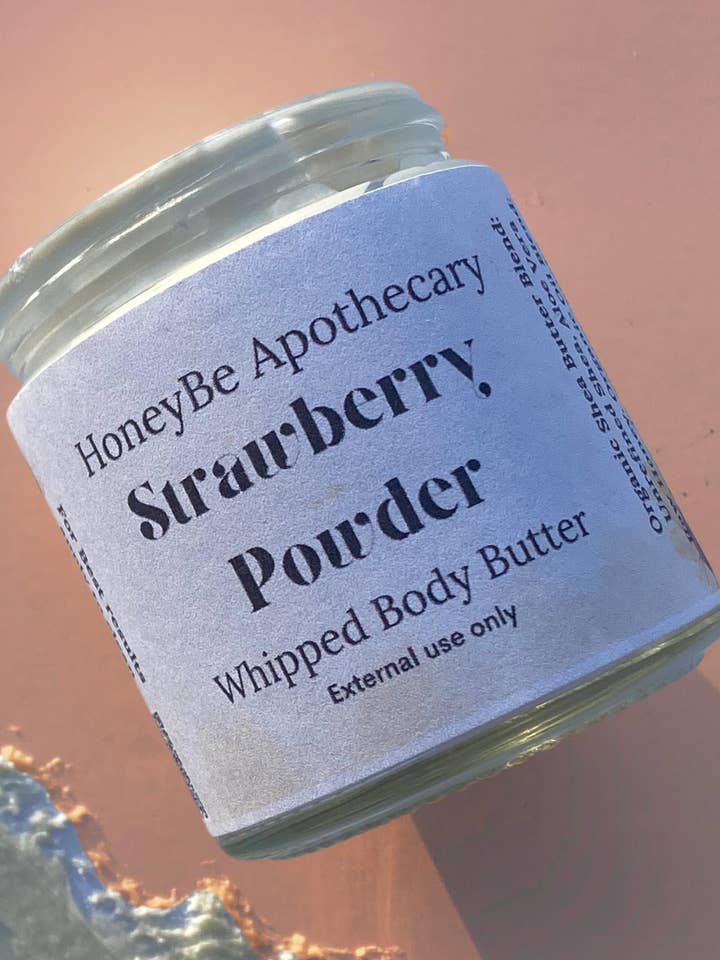 Strawberry Powder Body Butter for wholesale by HoneyBe Apothecary