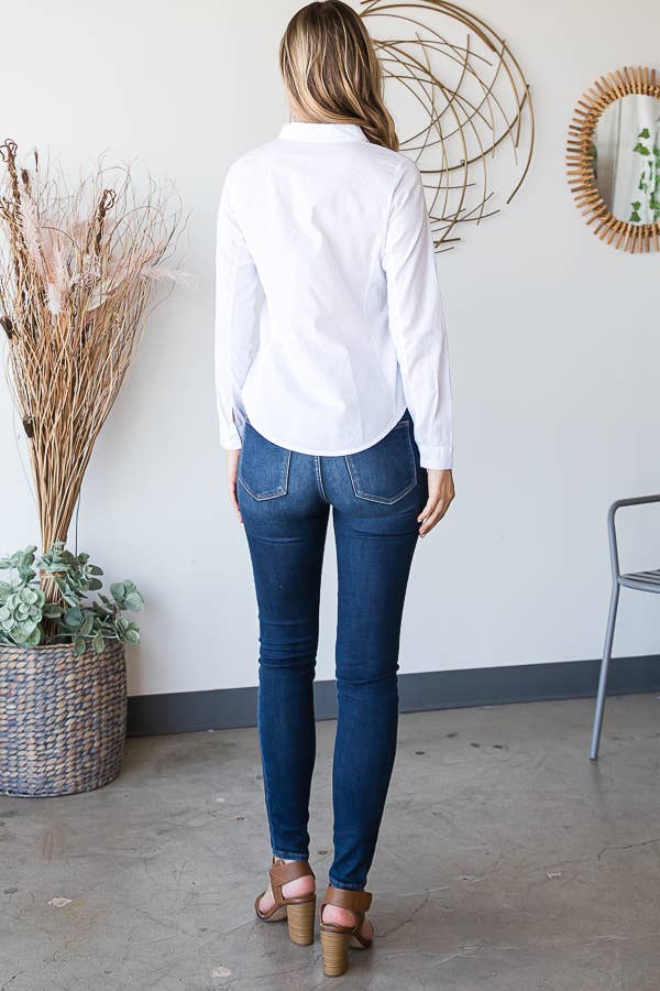 HEIMISH - Wholesale Button Down Shirt - Women's - KT083-2 LONGSLEEVE COLLAR SHIRT FRONT BUTTON CLOSURE11