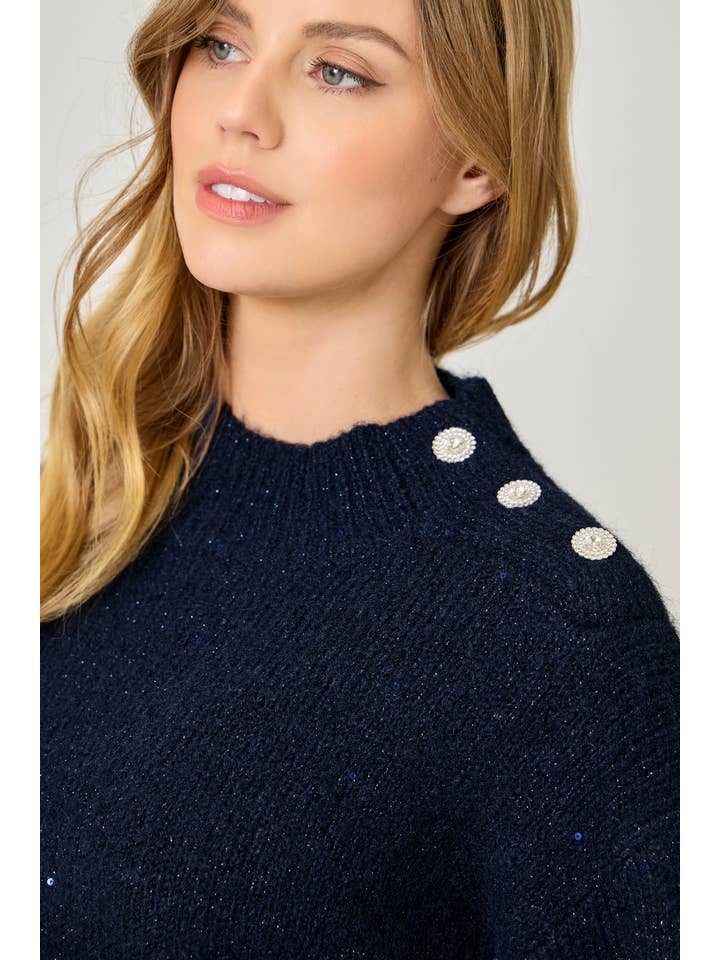 Mystree - Vendita all'ingrosso Maglione tricot - Donna - Maglione Brillante a Collo Alto 6122215