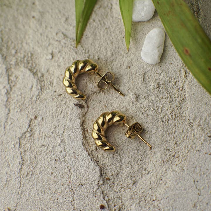 Faya & Co. - Wholesale Stud/post earrings - Lenka Twisted Gold Stud Earrings