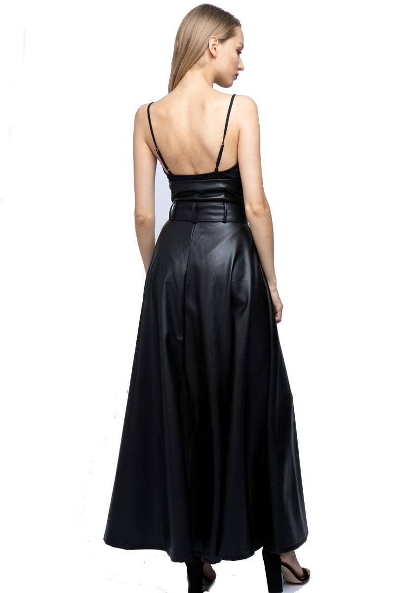 TOV – Großhandel Rock – Damen – [SK4101] Hochtaillierter Rock aus veganem Leder4