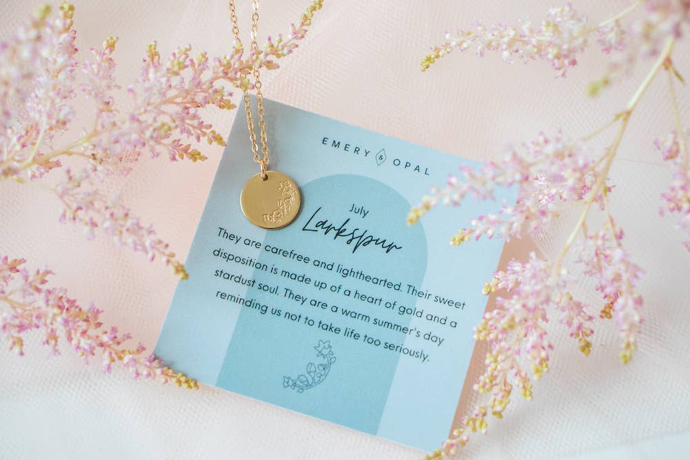 Emery and Opal – wholesale Pendant/charm necklace – Birth Flower Round Disc Necklace3