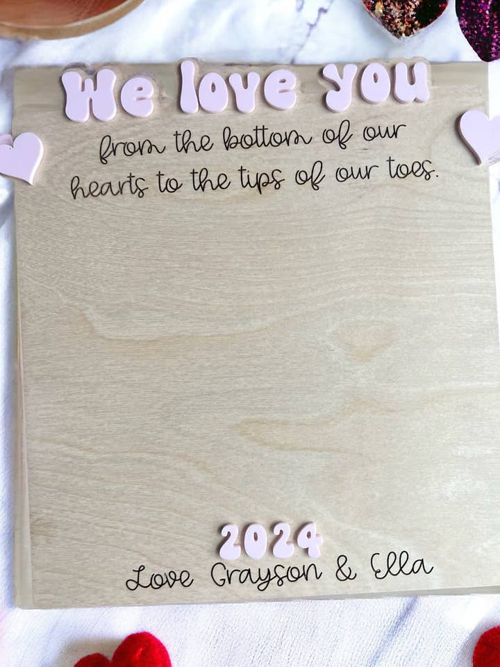 Valentines footprint keepsake for wholesale by Sophie and Co