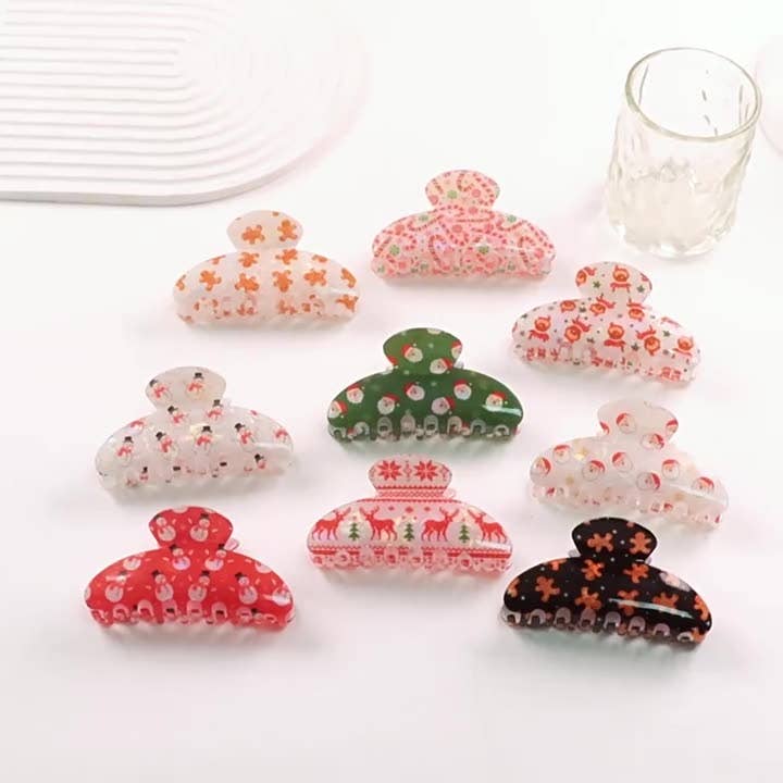 SoapElenGlen – wholesale Hair clip – Women’s – Christmas Themed Print Hair Clip, Festive Hair Accessories9