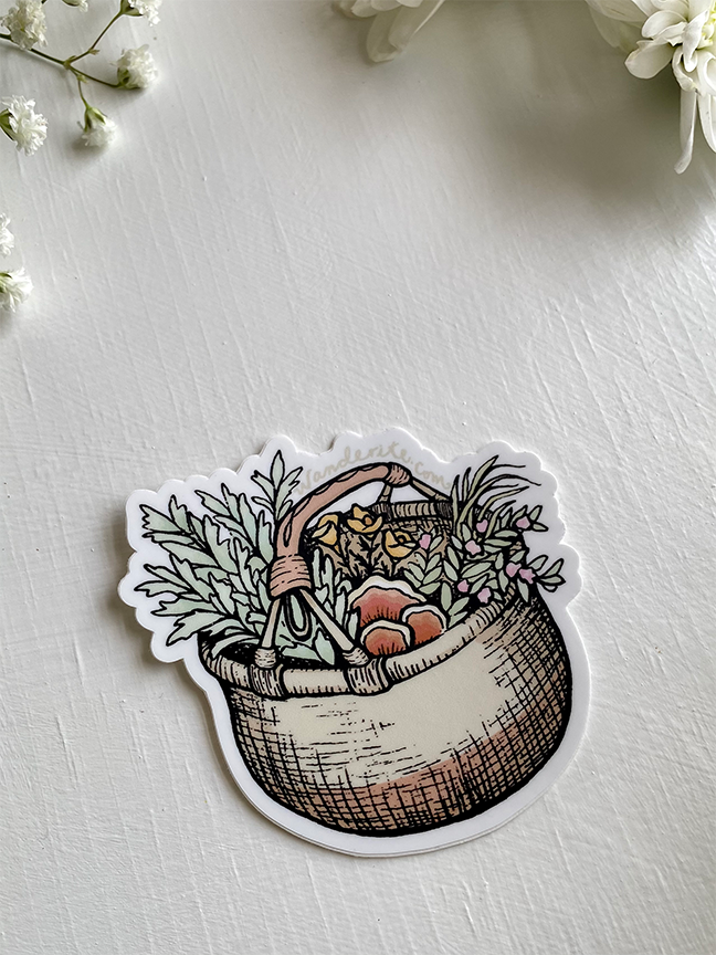Wanderite - Wholesale Sticker - Wildcraft Herb Basket Sticker2