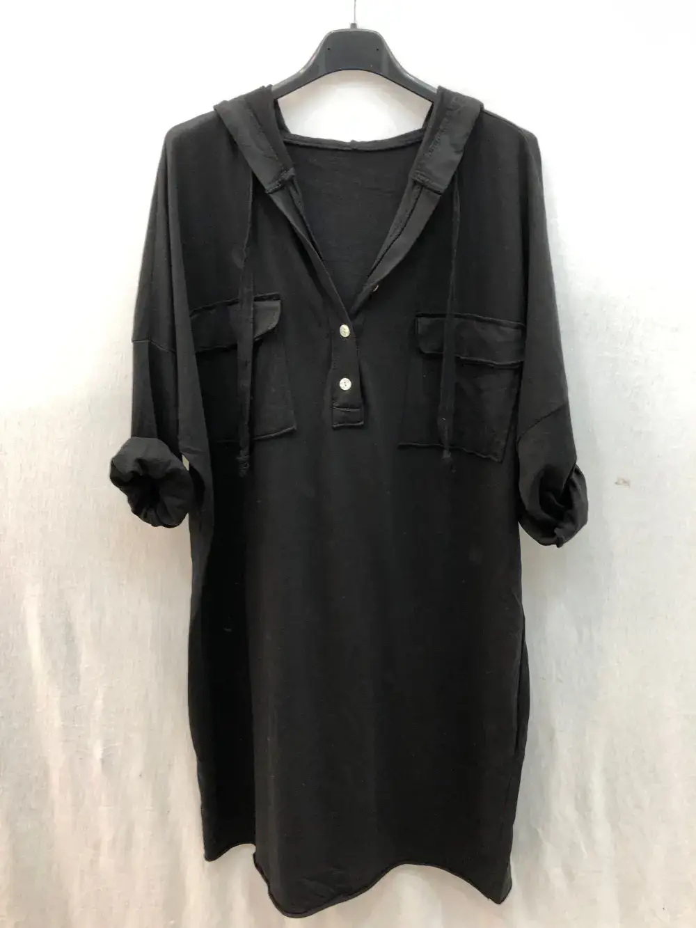 Mimi & Gogo - Wholesale Dress - Women's - Hooded sweatshirt dress with pockets @8587_RSweatsPoche3