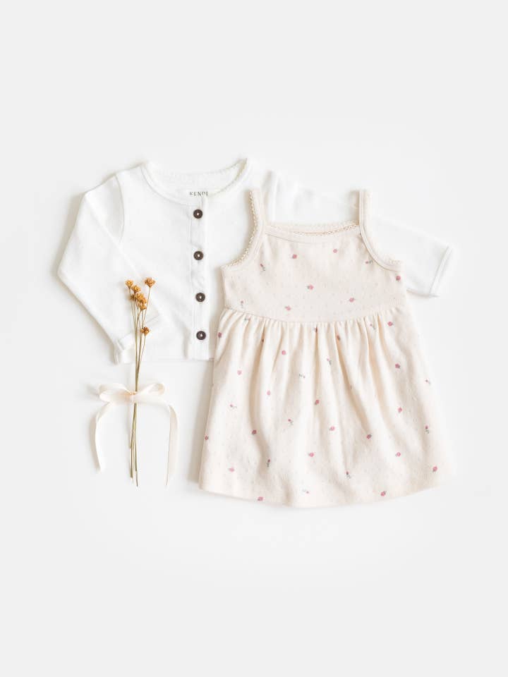 Colored Organics - Wholesale Bodysuit (Non-Footed) - Baby - Organic Baby Soleil Pointelle Bodysuit Dress - Pia Floral